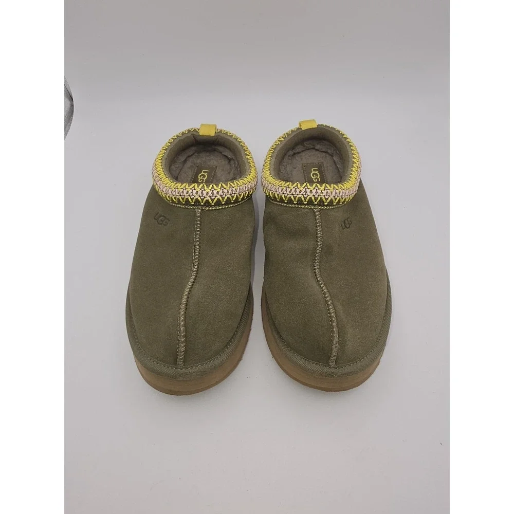 UGG Kids Tazz Slippers Suede Burnt Olive Green Youth Size 3 / Women's 5